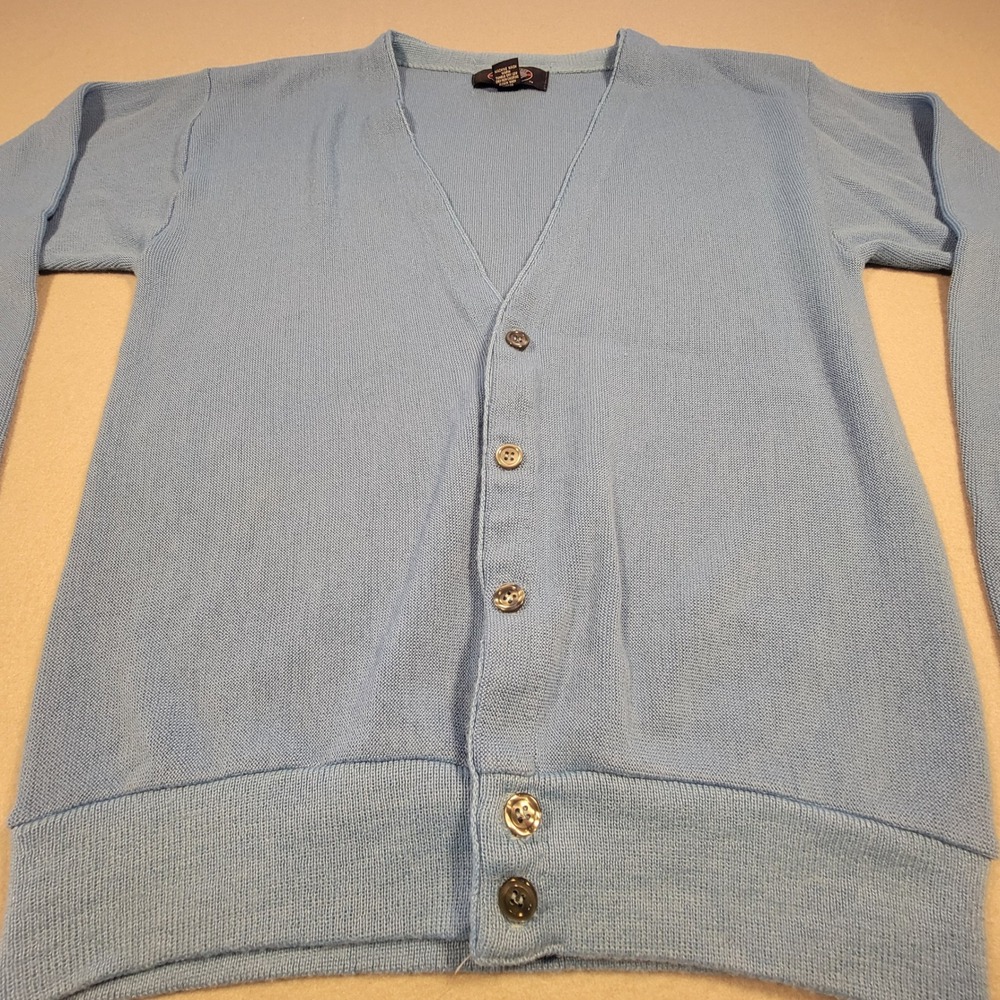Vintage‎ Knights Bridge Cardigan Sweater Men's Medium Blue Made In USA Grandpa